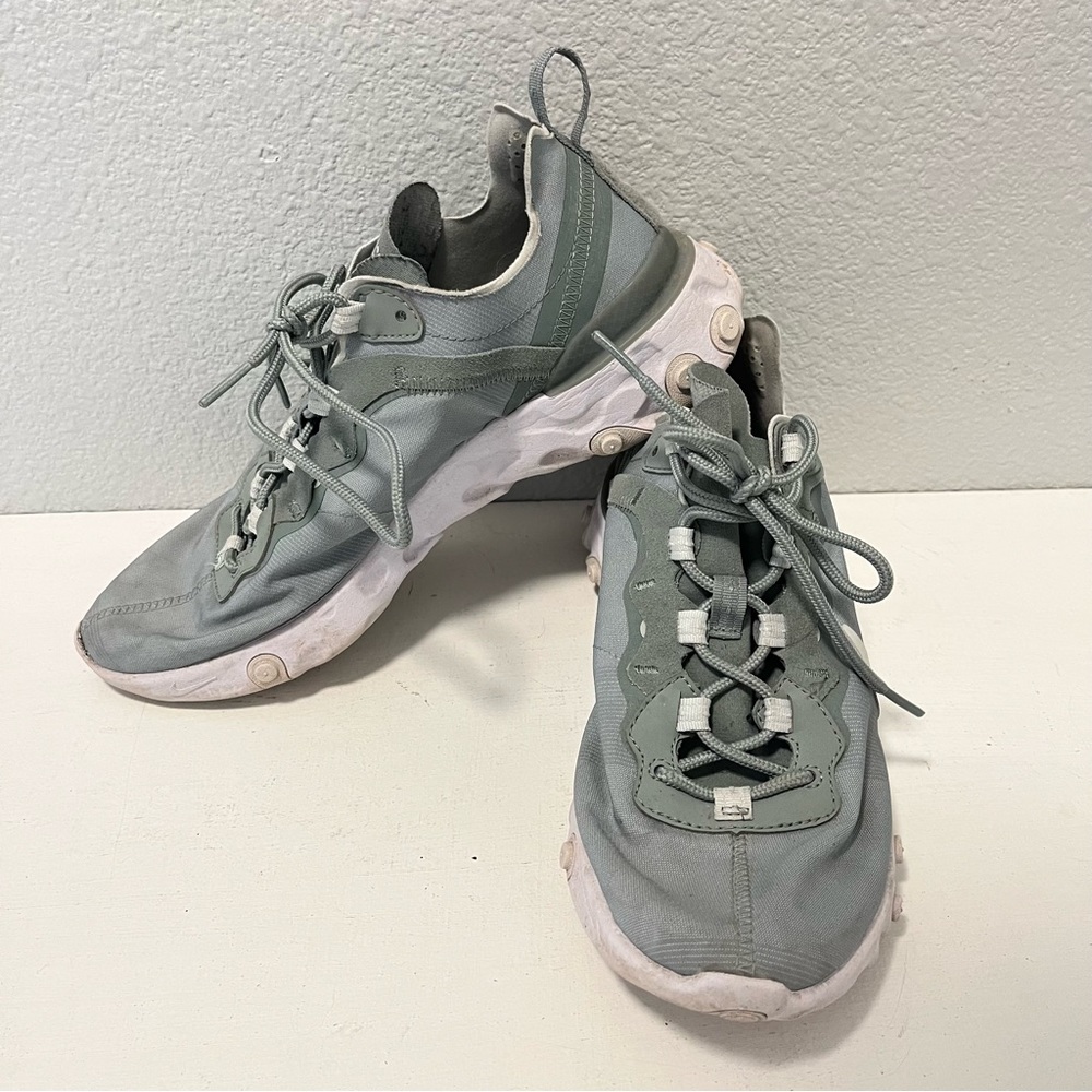 Nike React Element 55 Running Shoes Size 9.5 Used Green White BQ2728-300 Gift